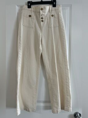 🌸Ann Taylor Factory Cream High-Rise 100% cotton cropped pants